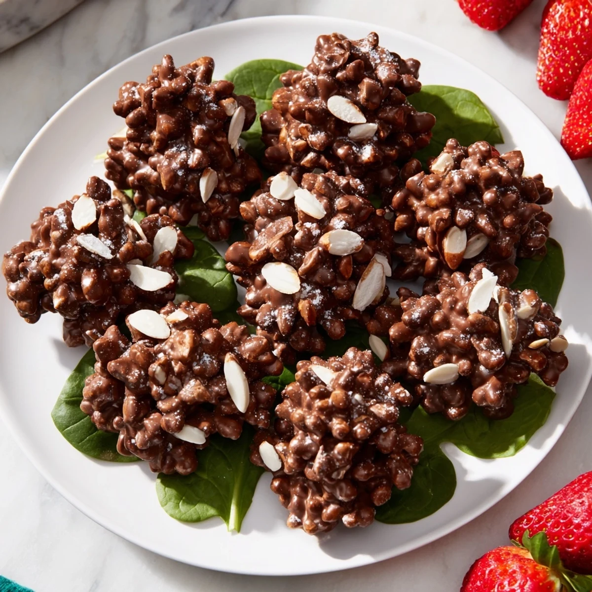 This Coco Pop Chocolate Pinecone dessert salad features a delightful mix of textures and chocolate flavor.
