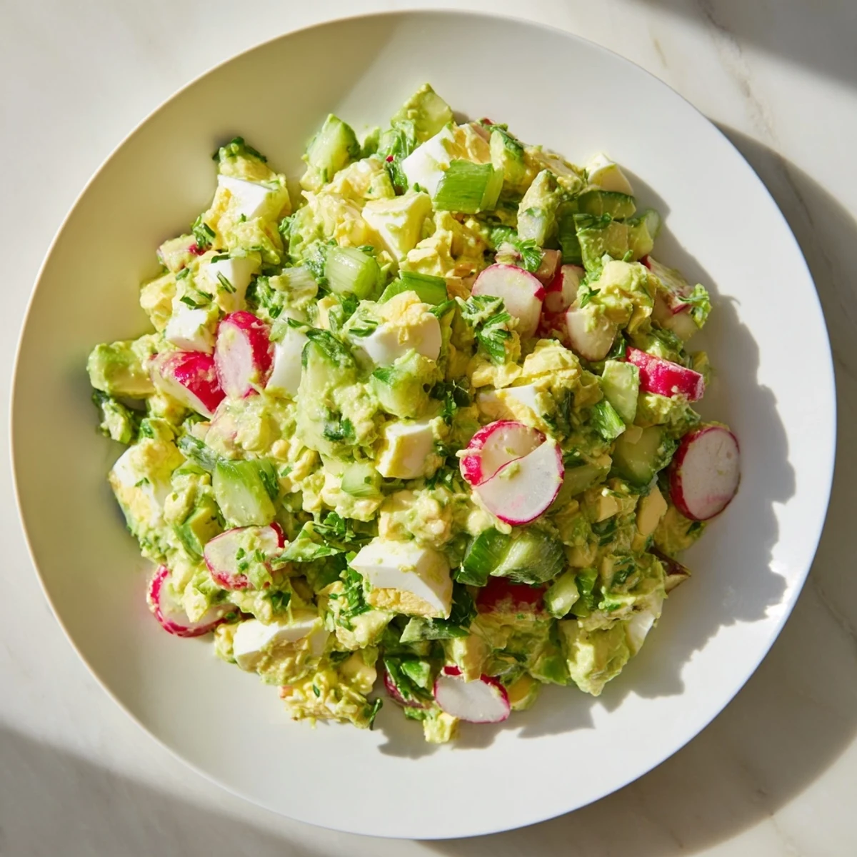 Creamy Green Goddess Chopped Egg Salad with colorful vegetables, a perfect lunch ready quickly.