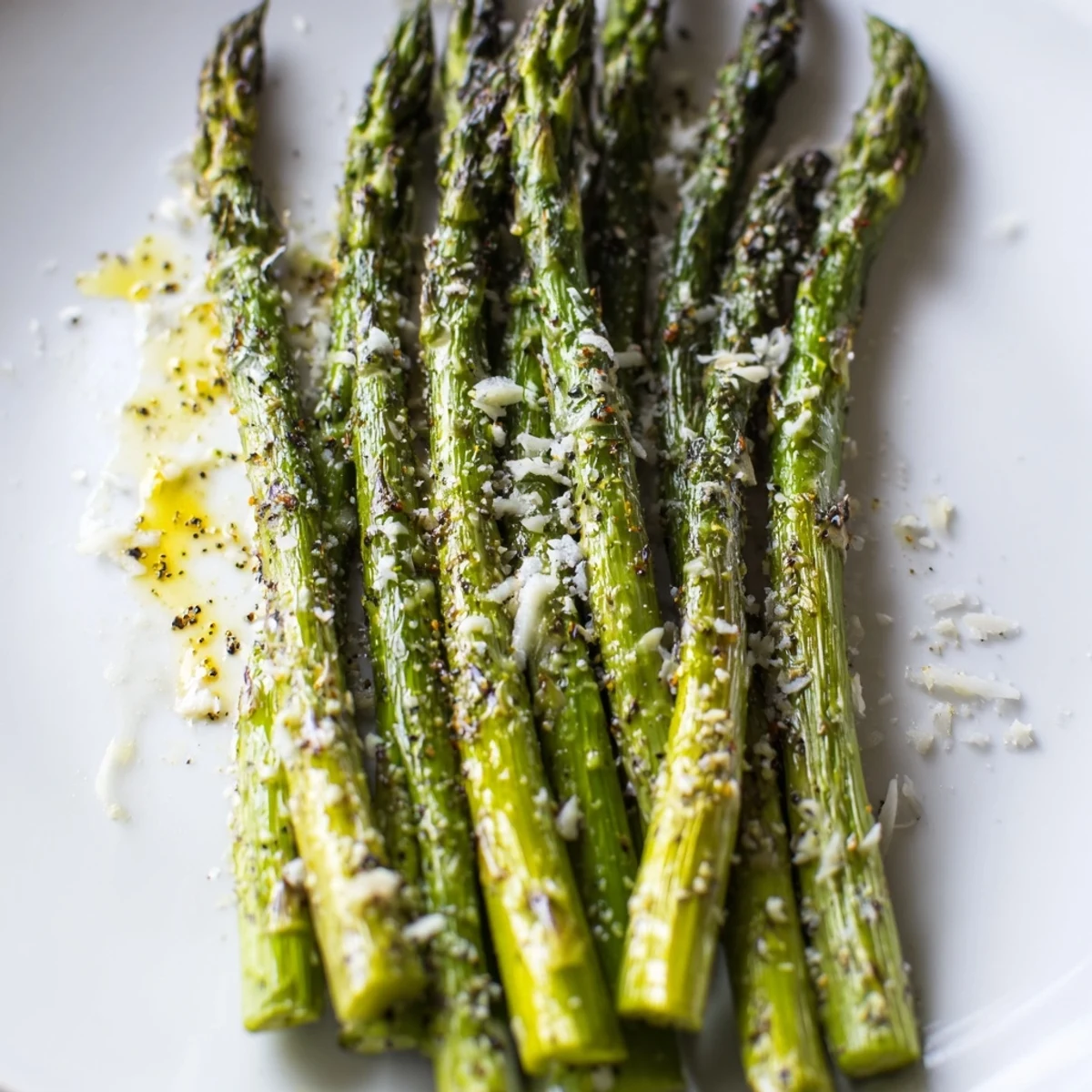 Golden-brown Roasted Asparagus with Parmesan, a flavorful side dish ready in minutes on a sheet pan.