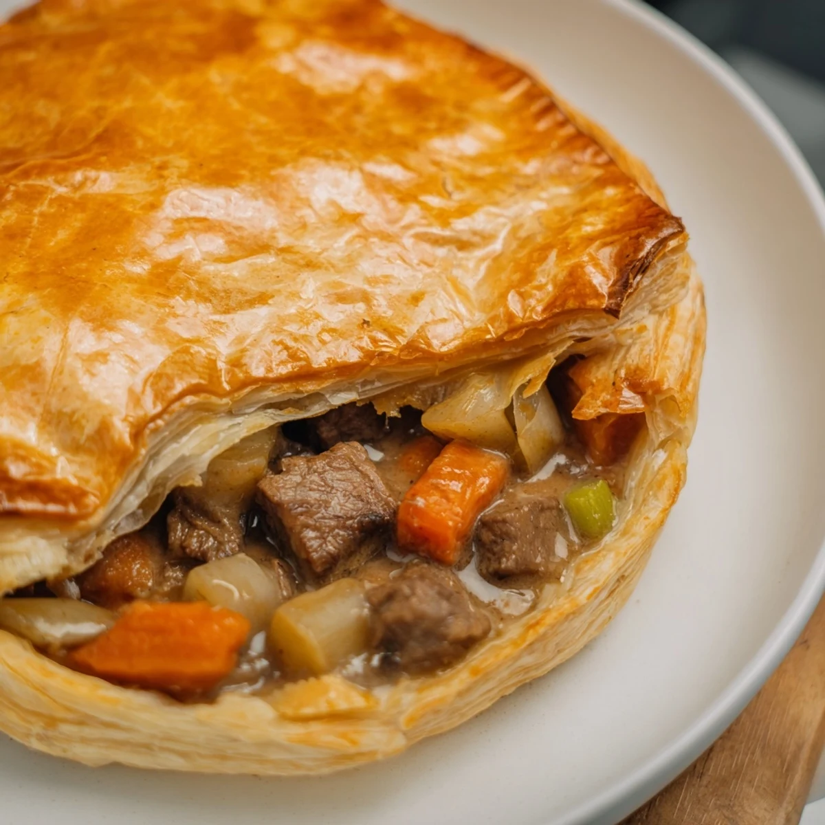 Hearty beef with flaky pastry