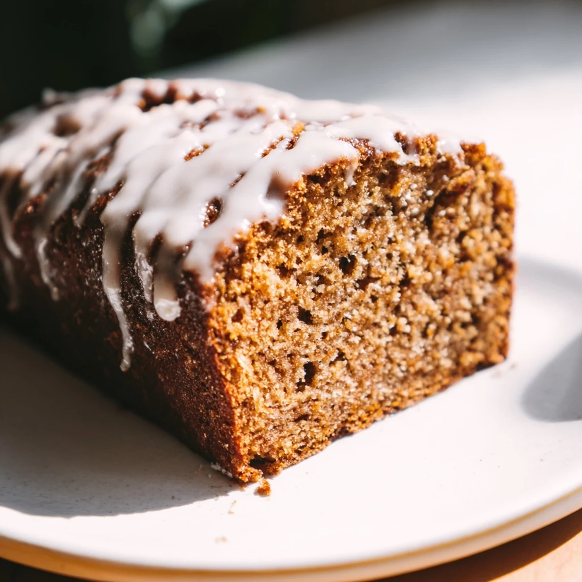 Close-up of a gingerbread loaf with lemon glaze, inviting you with its delightful aroma and taste.