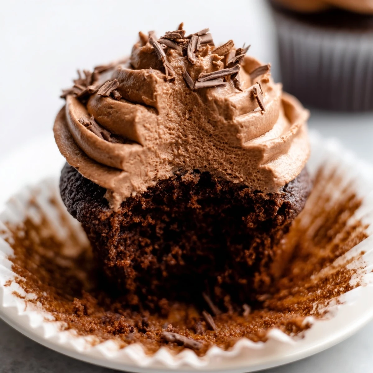 Warmly lit image of a dozen chocolate cupcakes, appealing and a delightful American treat.