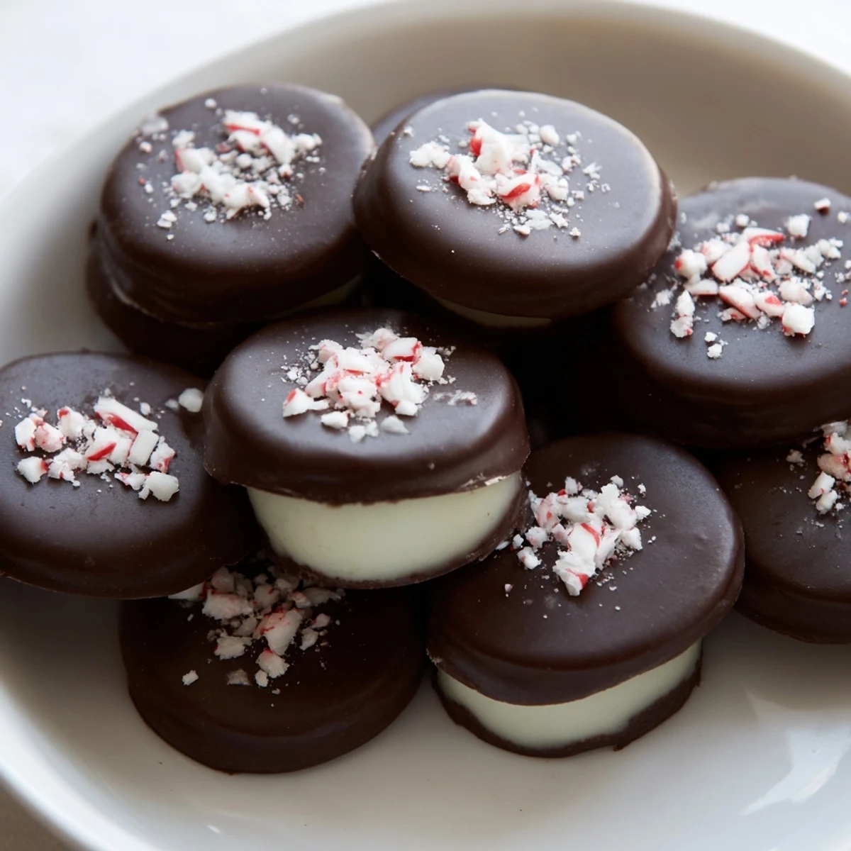 Freshly made peppermint cream candies, smooth and creamy, ready for a special treat.