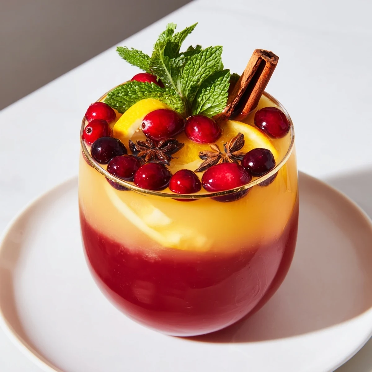 Delicious Cranberry Punch: A bubbling festive drink with vibrant colors and fresh fruit garnishes.