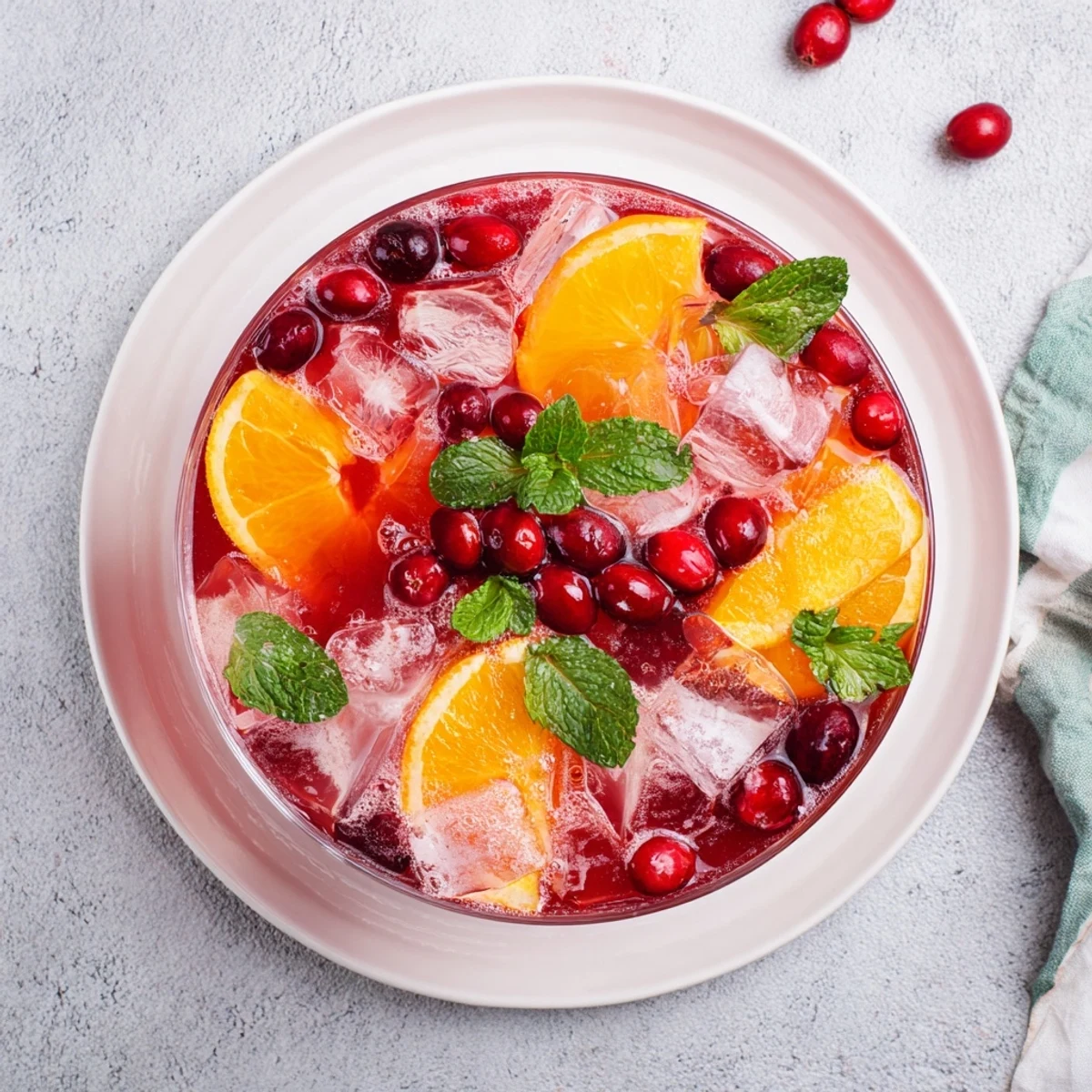 Taste-tempting close-up of a bubbly, bright red Sparkling Cranberry Punch, perfect for a cheerful brunch occasion.