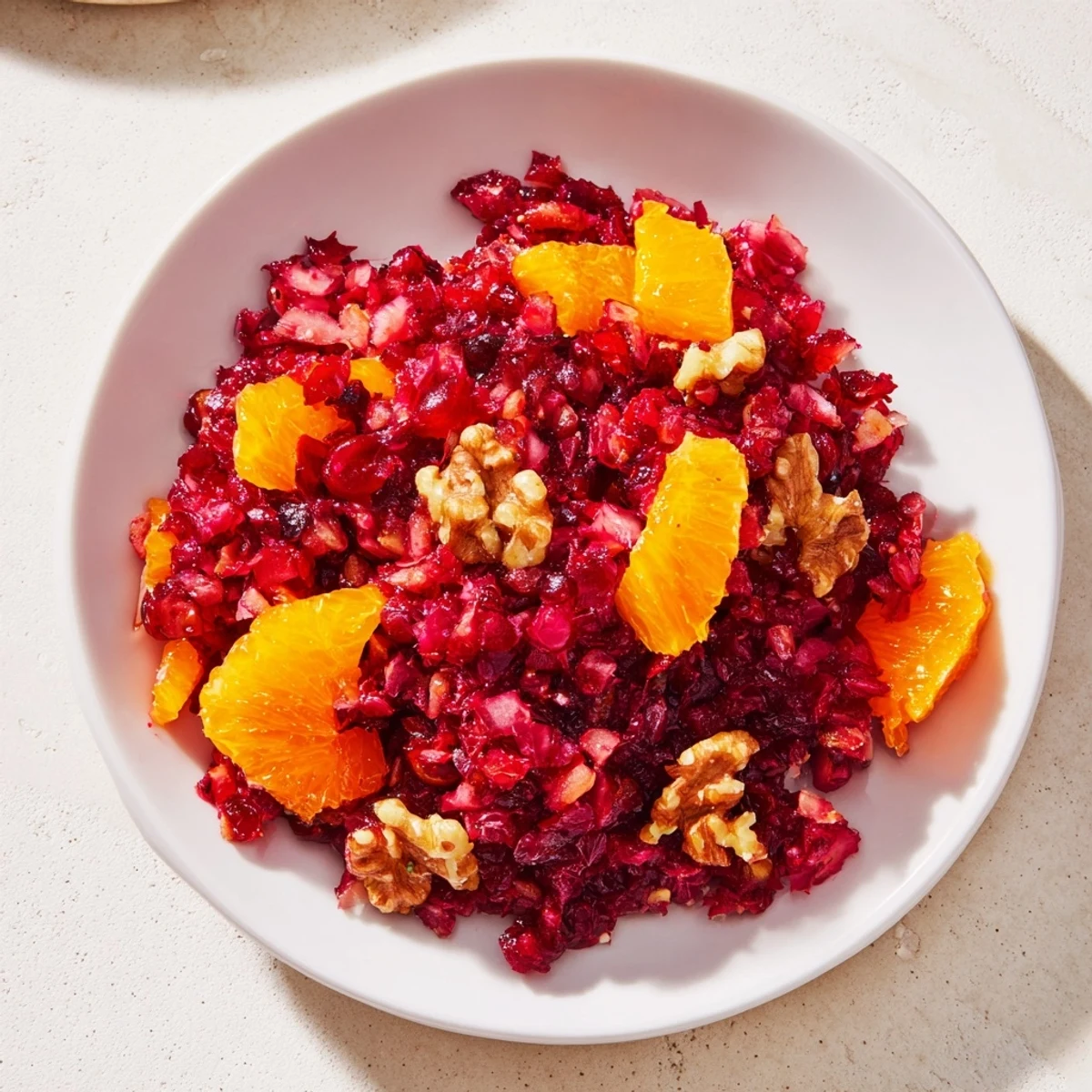 Homemade Cranberry Orange Relish: a refreshing, chilled condiment ready to brighten any holiday meal.