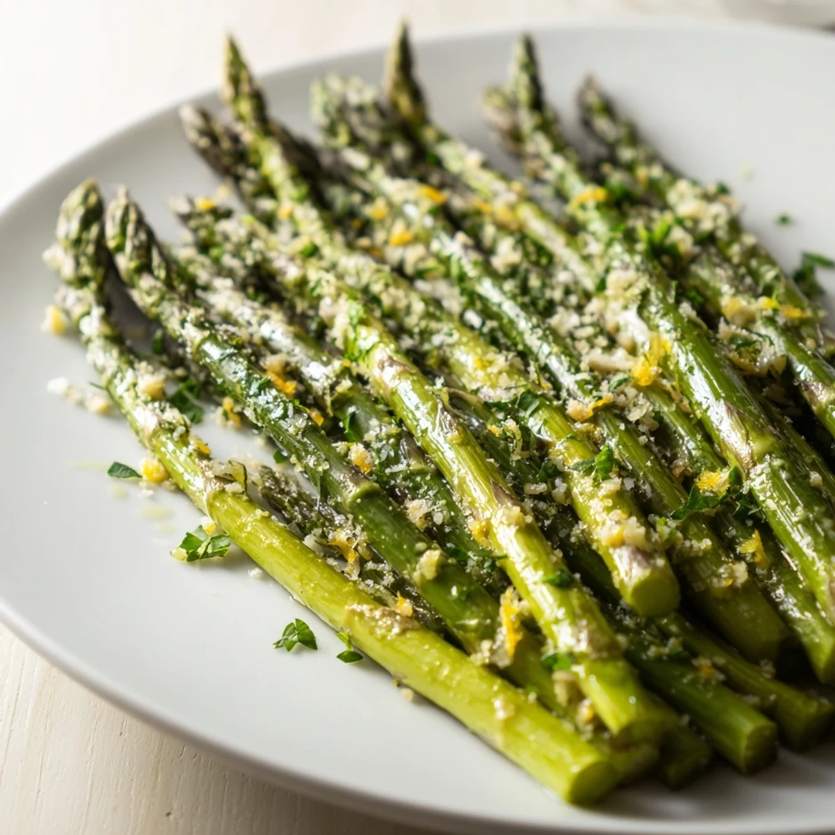 Golden brown Roasted Asparagus, tender and slightly crispy, a perfect side for any meal.