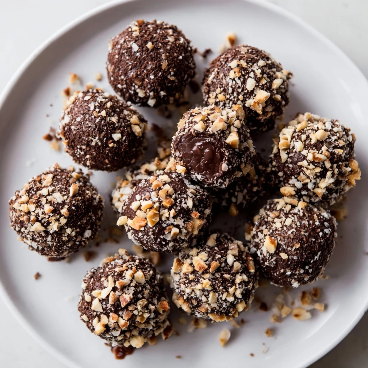 Velvety dark chocolate truffles, dusted with cocoa powder—a rich and easy French dessert to make.