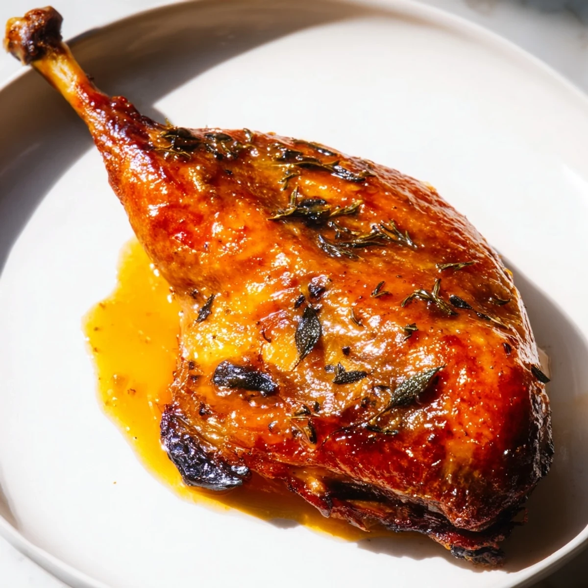 Golden, crispy skin defines this Slow Roasted Duck with Orange, a flavorful and elegant main course.