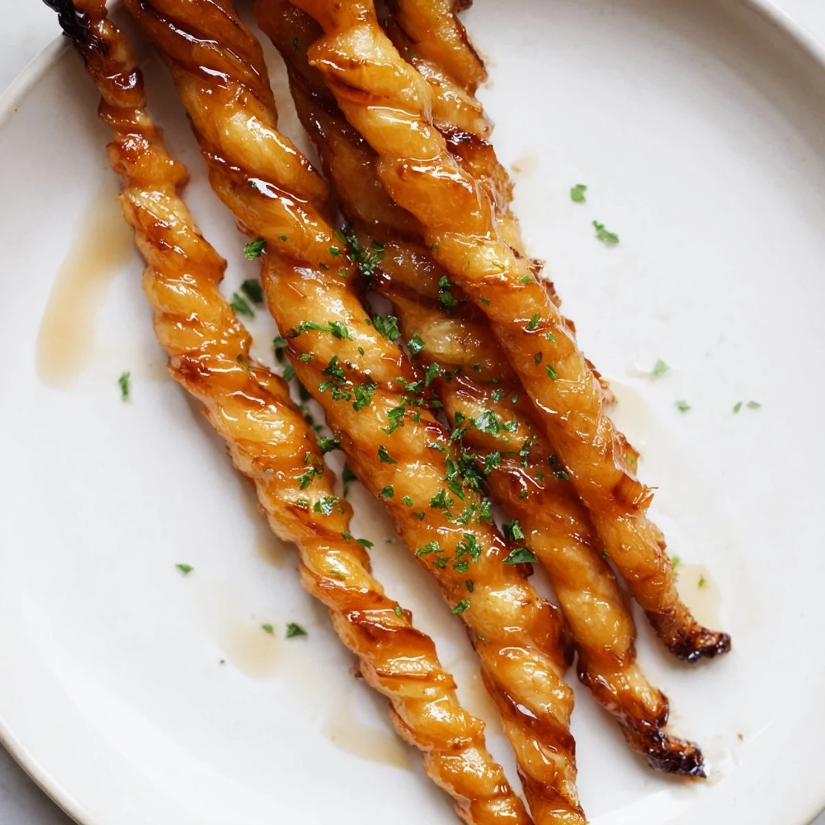 Buttery, golden Glazed Parsnips, coated in a sweet honey glaze, offering a taste of comfort.