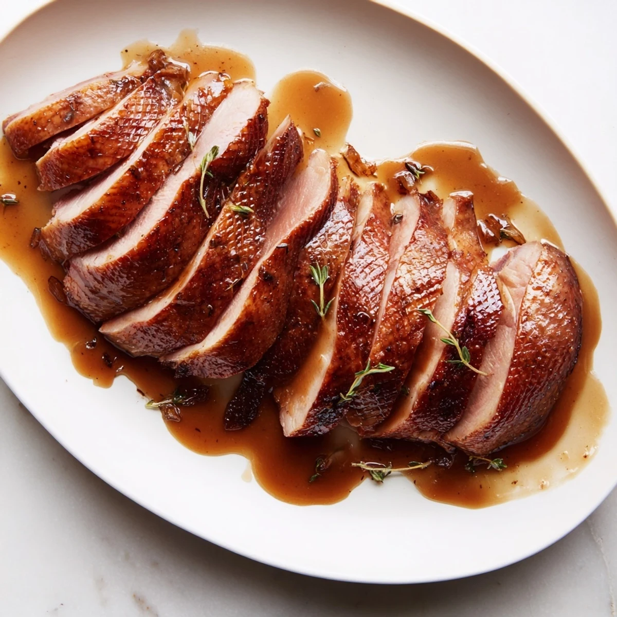 Tender, juicy Pan Seared Duck Breast, resting after cooking, ready to be sliced for a delicious meal.