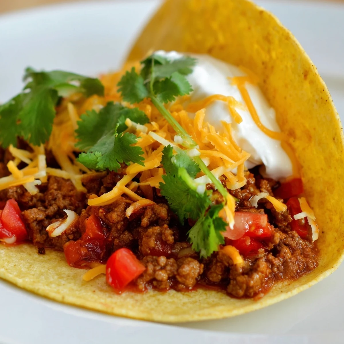 Juicy ground beef cooked with homemade taco seasoning, piled into warm soft tortillas and topped with shredded cheese and crisp lettuce.