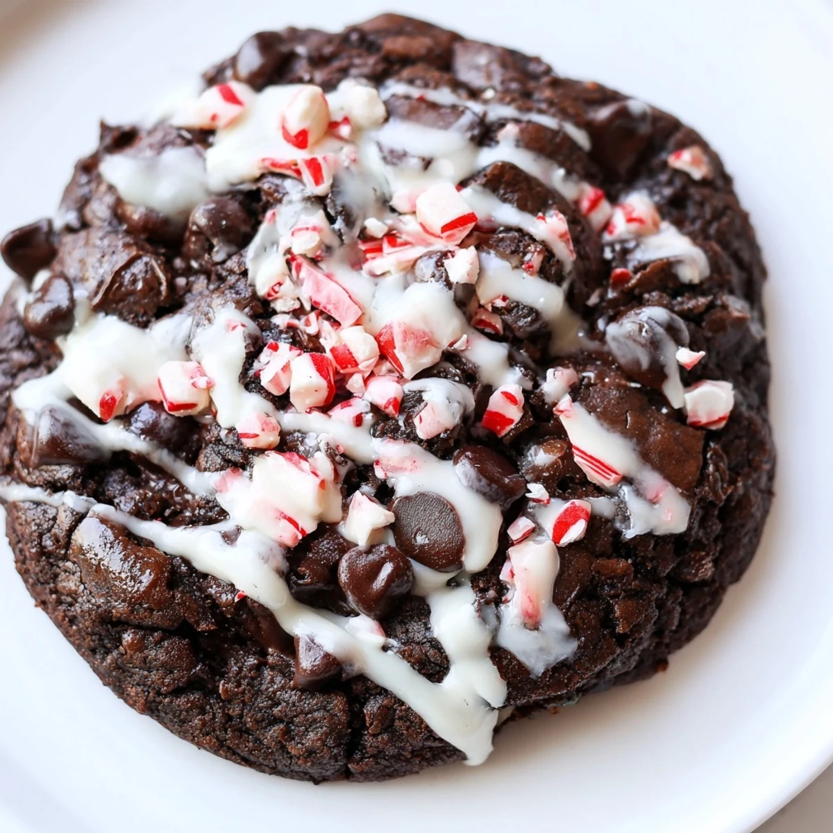 Warm Peppermint Mocha Cookies stacked on a white plate, ideal for holiday parties or dunking in a glass of milk.