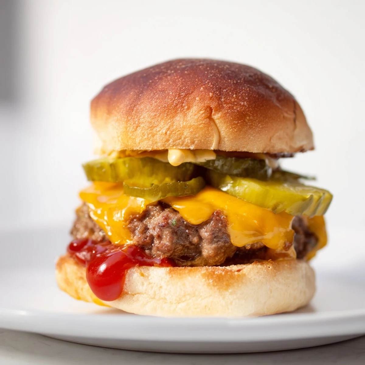 Sizzling Beef Sliders with Cheese and Pickles with red onion and condiments on a platter for a party.