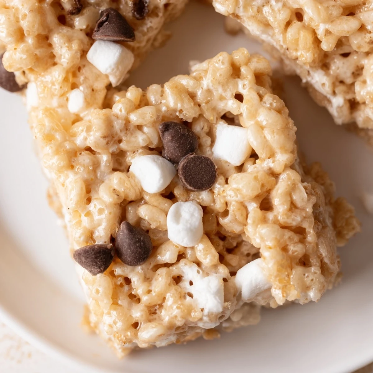 Golden-brown Crispy Treat Bars stacked on a plate, perfect for snacking or serving at parties.