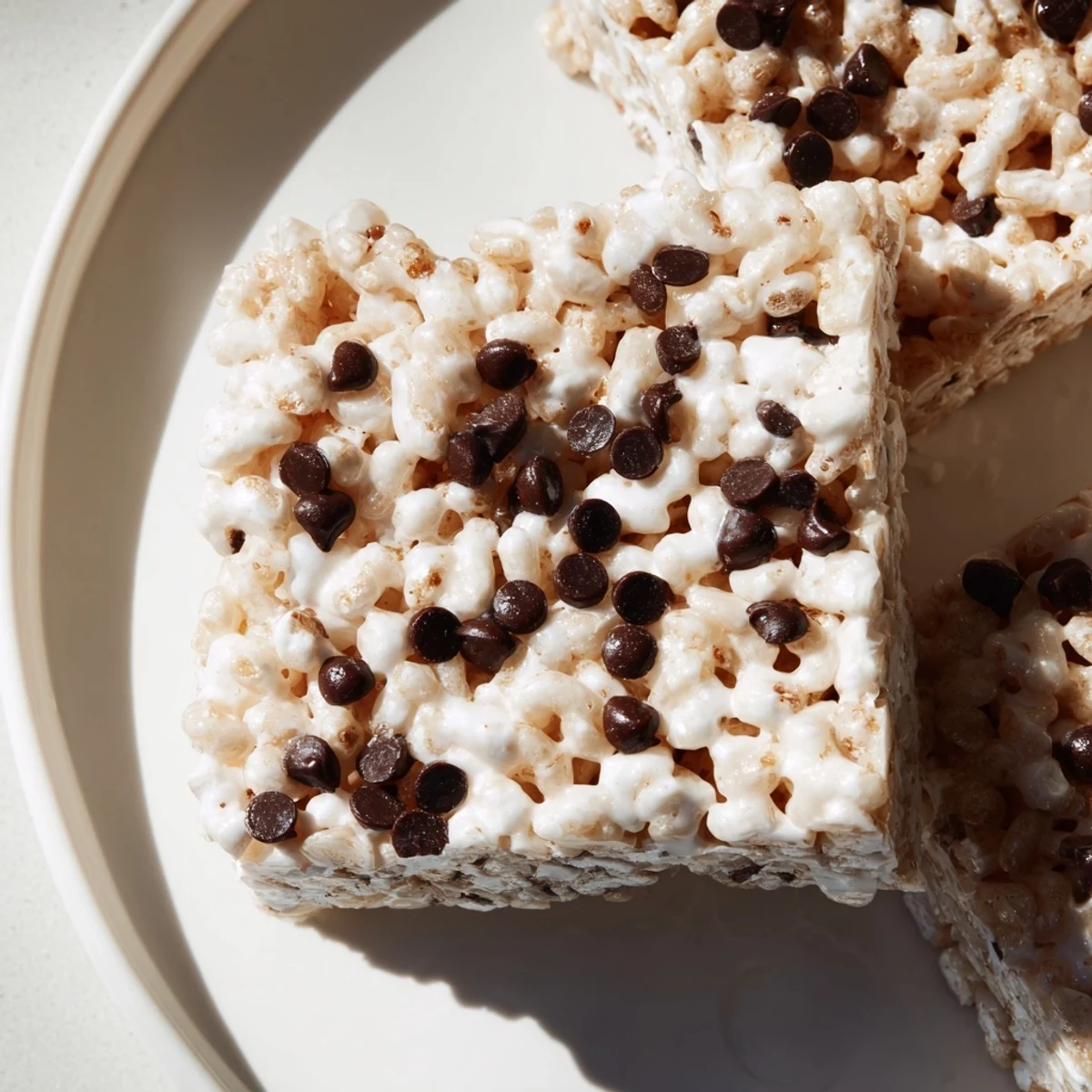 Hand pressing Crispy Treat Bars into a pan, with melted butter and mini marshmallows visible.