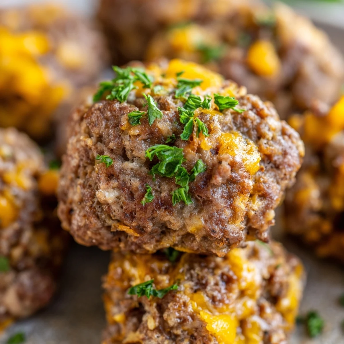 Homemade Beef Snack Bites arranged with fresh parsley and cheddar, perfect for game day or lunchboxes.