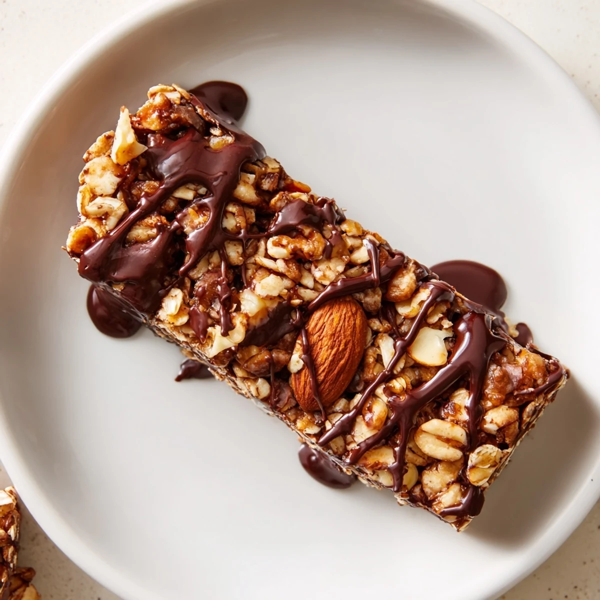 Two stacked Chocolate Snack Bars showcase a rich, chewy texture with melted dark chocolate, perfect for an afternoon treat.