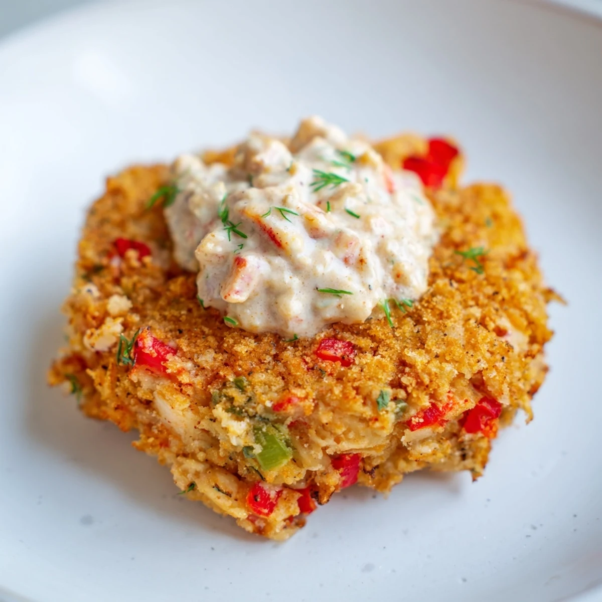 Platter of Cajun Crab Cakes with Remoulade Sauce, ready to serve with a fresh green salad for a light main course.