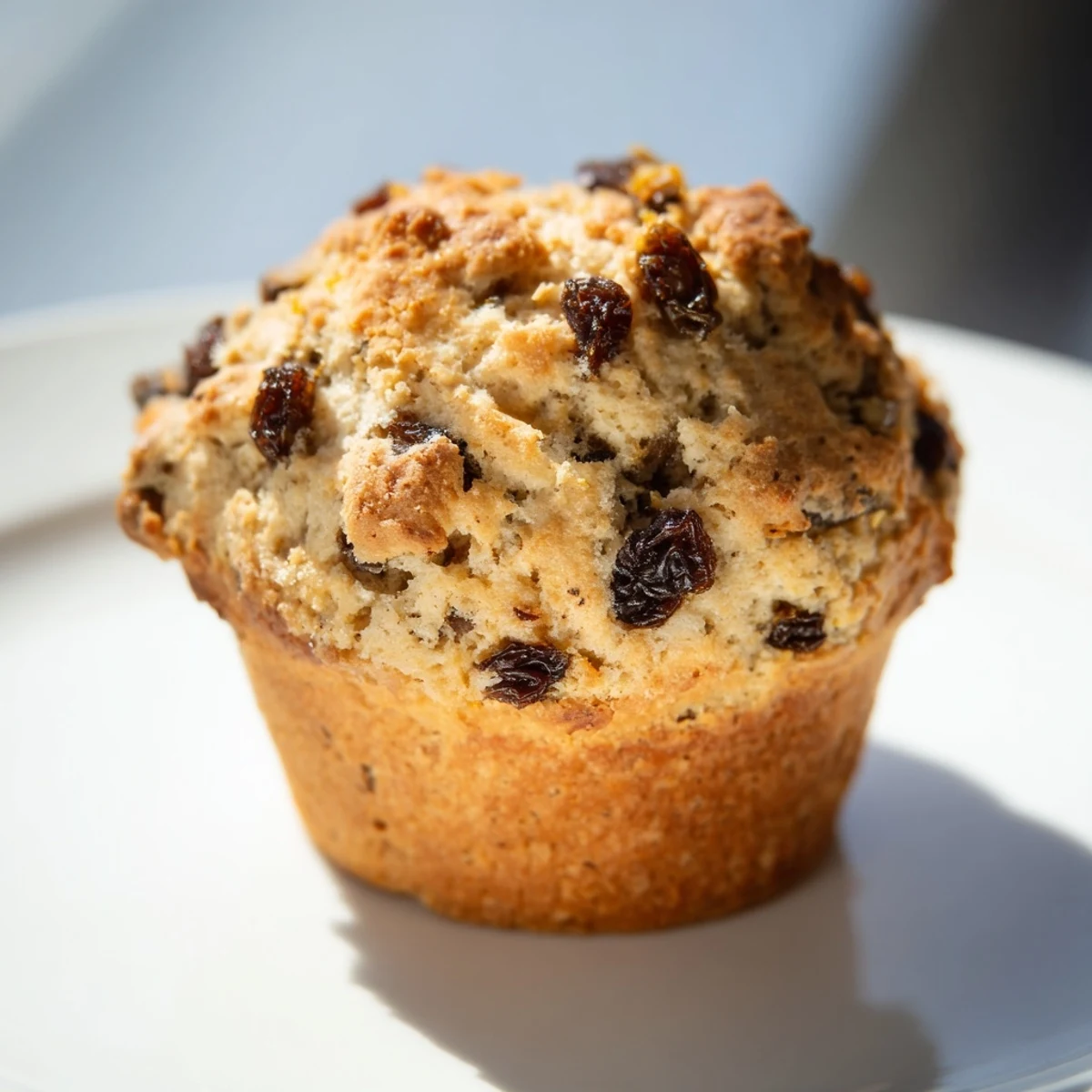 A close-up of warm Irish Soda Bread Muffins, currants visible, with a soft crumb texture.