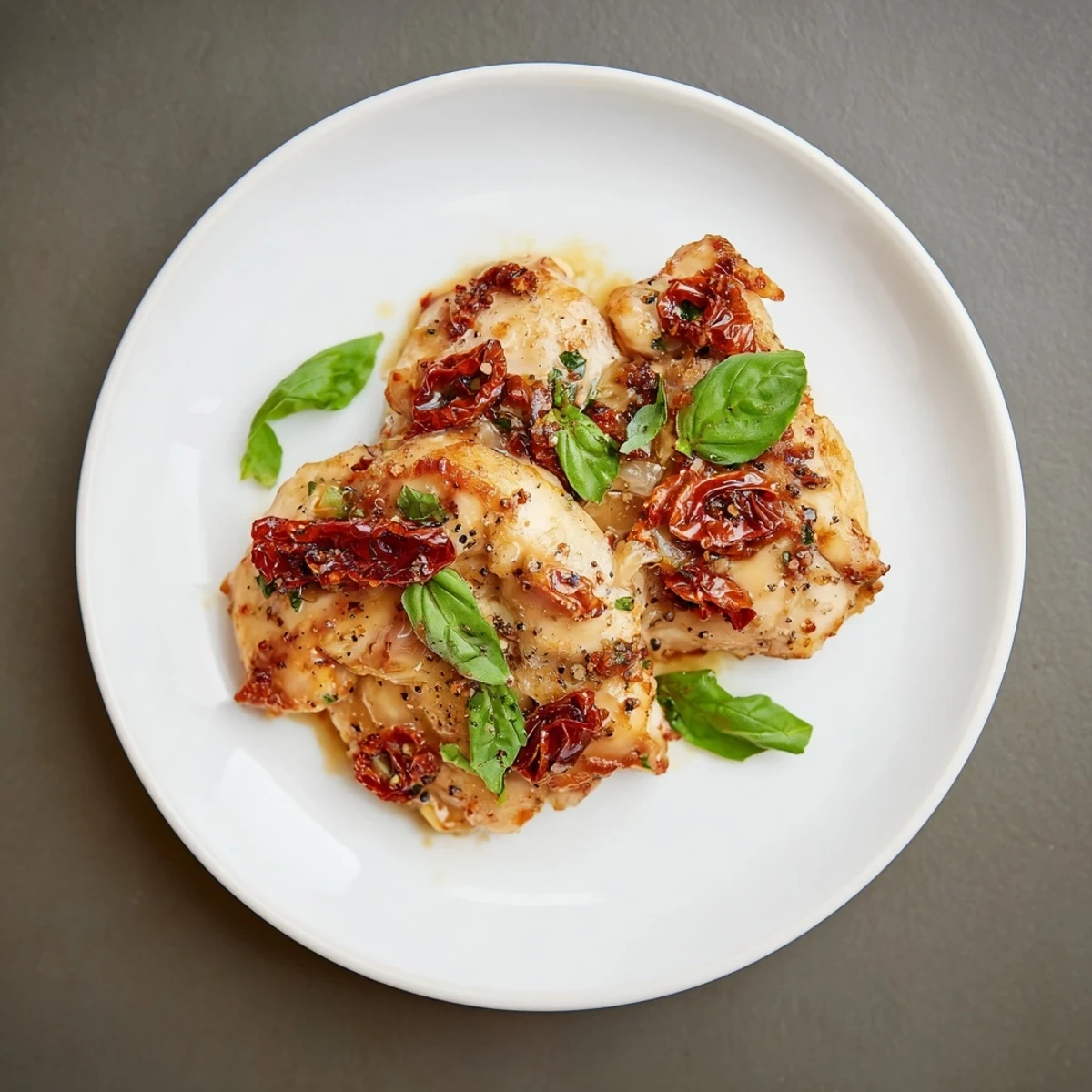 Golden, herb topped chicken breasts in a rich sauce for Marry Me Slow Cooker Chicken Breast ready to serve.