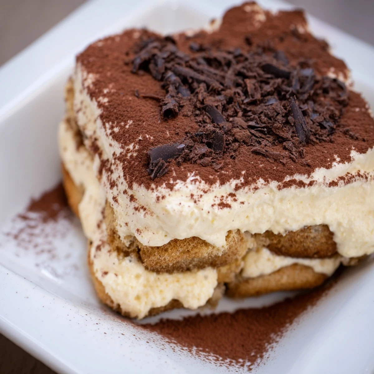 Easy Tiramisu served in individual glasses with espresso-dipped ladyfingers and creamy mascarpone, perfect for an elegant dessert.