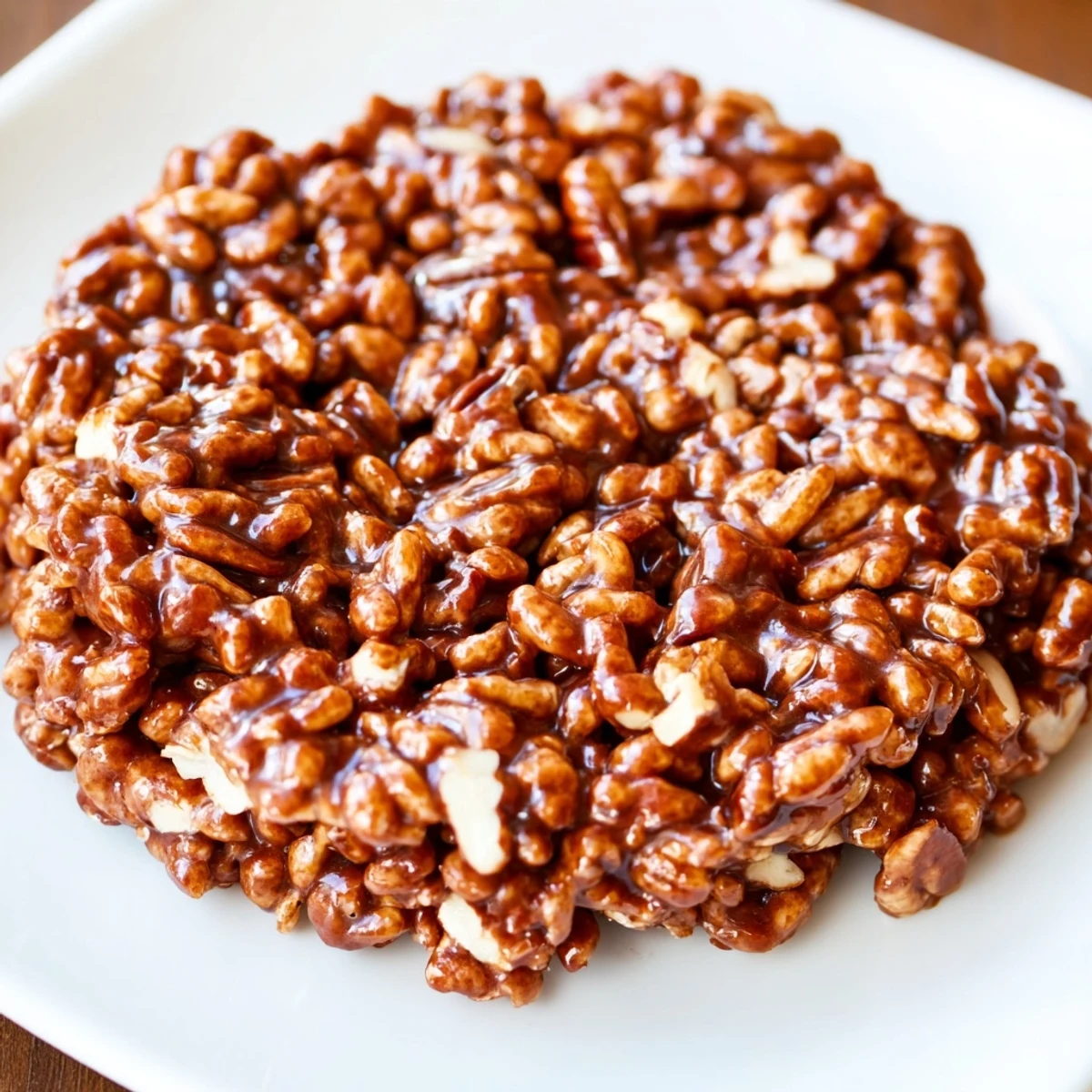 Freshly chilled No Bake Coffee Crunch Rice Krispie Cookies arranged on a wooden board, highlighting their irresistible coffee aroma and easy homemade charm.