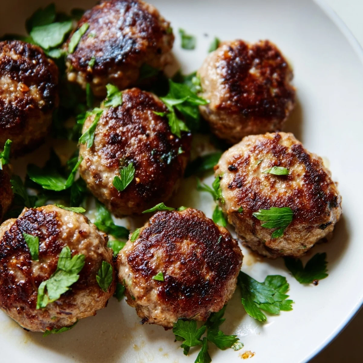 A close-up of juicy lamb rissoles paired with a colorful sweet potato salad featuring spinach and crumbled feta cheese.