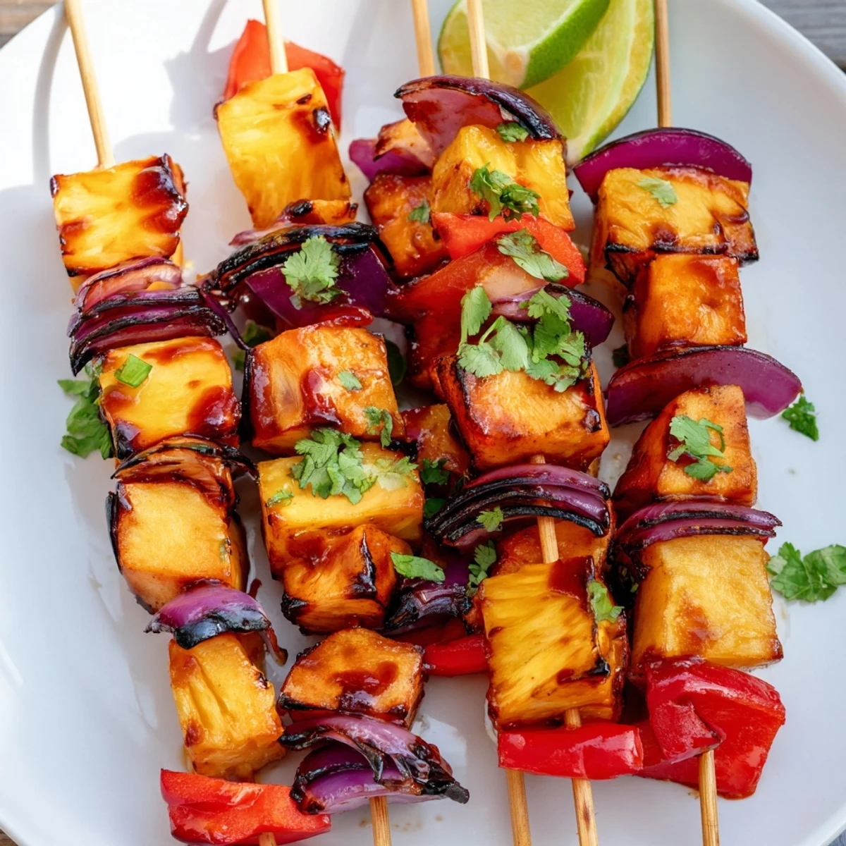 Juicy chicken and sweet pineapple chunks on skewers, glazed with smoky barbecue sauce and charred on the grill.