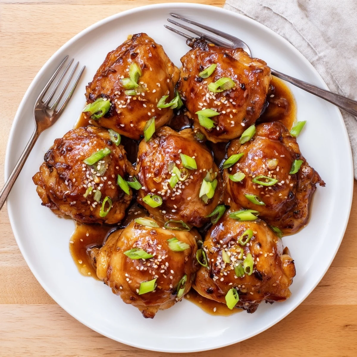 Golden glazed slow cooker chicken thighs coated in sticky pineapple soy sauce