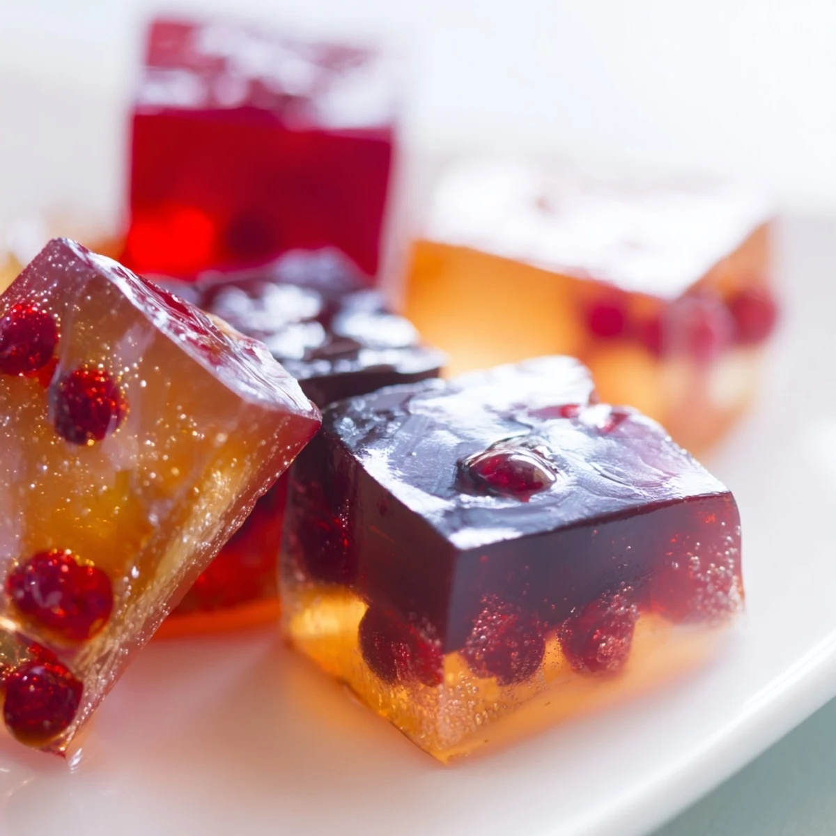 Fresh homemade probiotic jello snacks set in fun shapes ready for healthy snacking