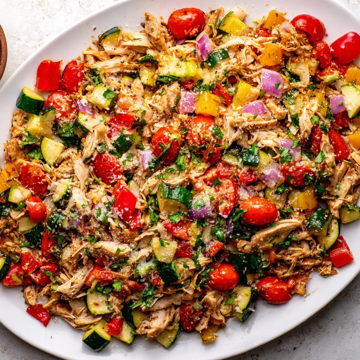 Weeknight dinner featuring rotisserie chicken and vegetables in a savory aromatic herb broth