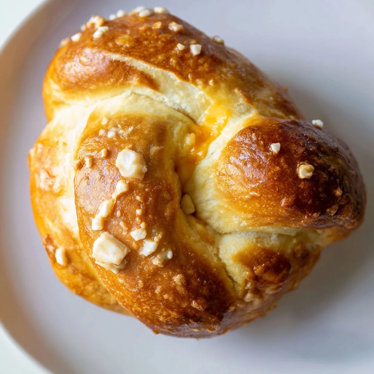 Golden brown cheeseburger pretzel bombs with pretzel salt sprinkles, ready for dipping