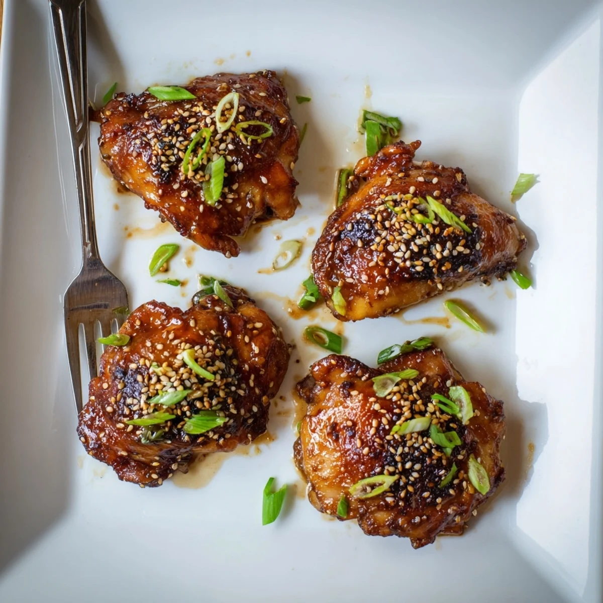 Tender oven-baked chicken thighs coated in rich umami miso garlic sauce
