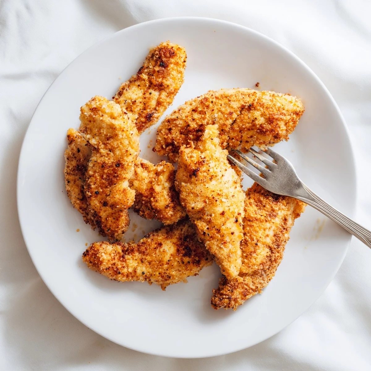 Juicy fried chicken tenders resting on paper towels after cooking