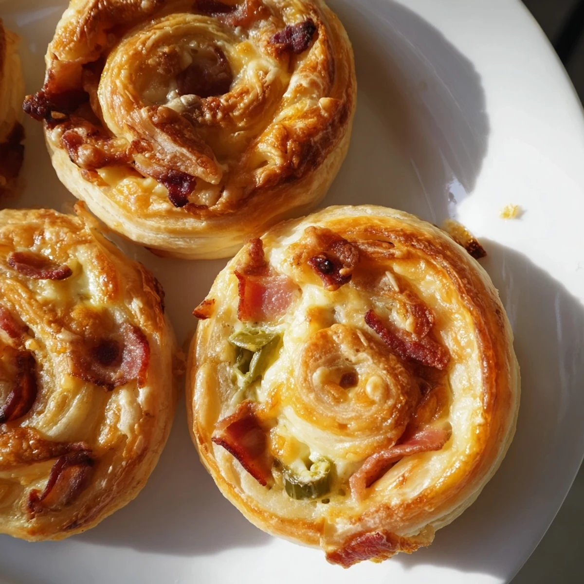Baked appetizer pinwheels featuring cream cheese, sharp cheddar, and jalapeños arranged on a parchment-lined baking sheet