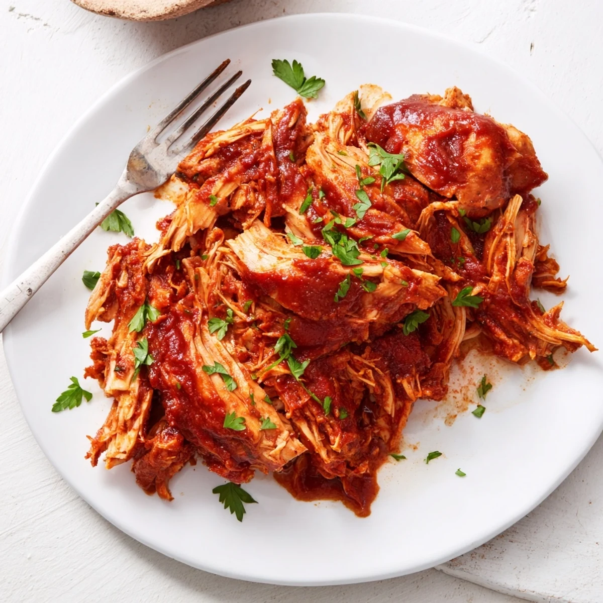 Savory Sweet Baby Ray's crockpot chicken shredded and coated in thick, glossy honey BBQ glaze