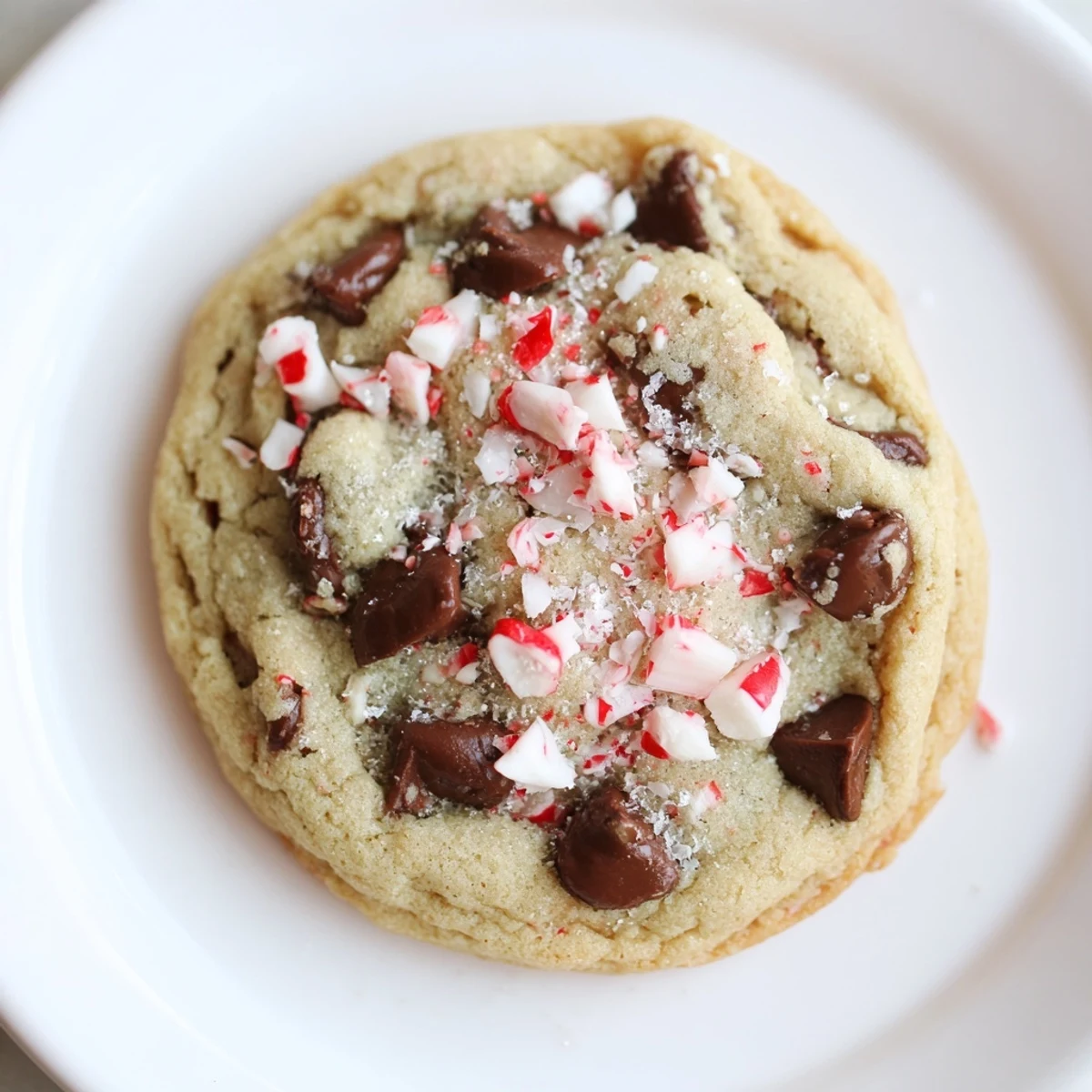 Warm Peppermint Chocolate Chip Cookies with gooey chocolate chips, mint aroma.