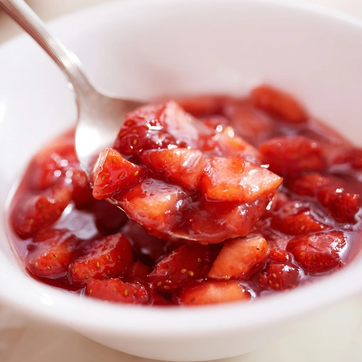 Thick, sweet-tart Strawberry Cake Filling Recipe layered between vanilla buttercream cake.