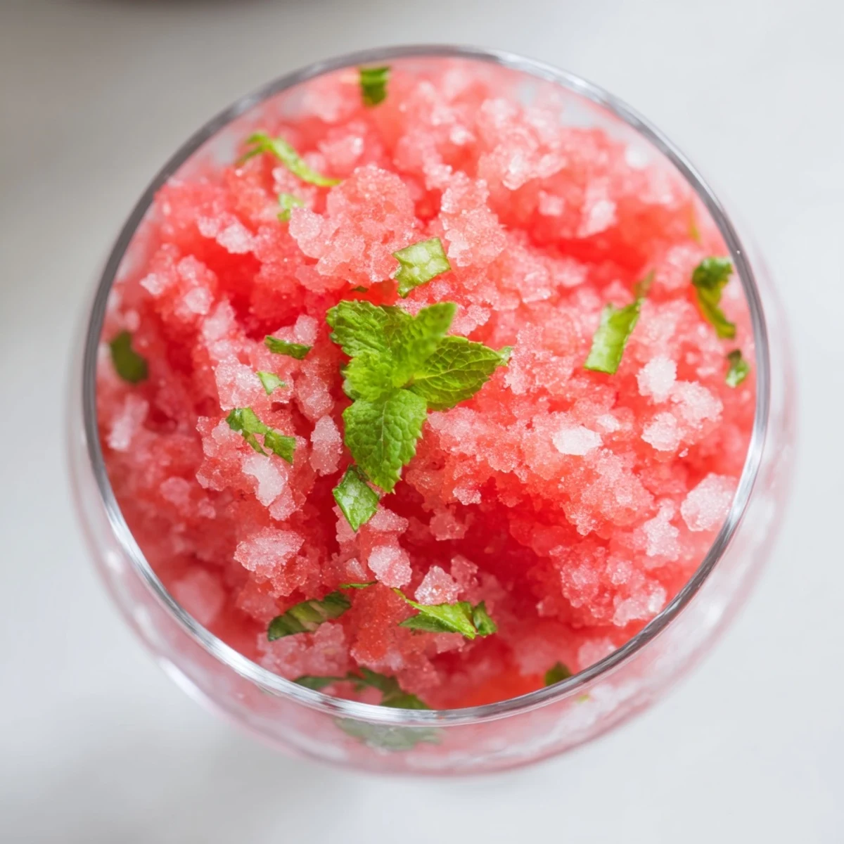 Rustic Italian-style watermelon granita scraped into icy crystals and topped with lime zest for a refreshing vegan dessert