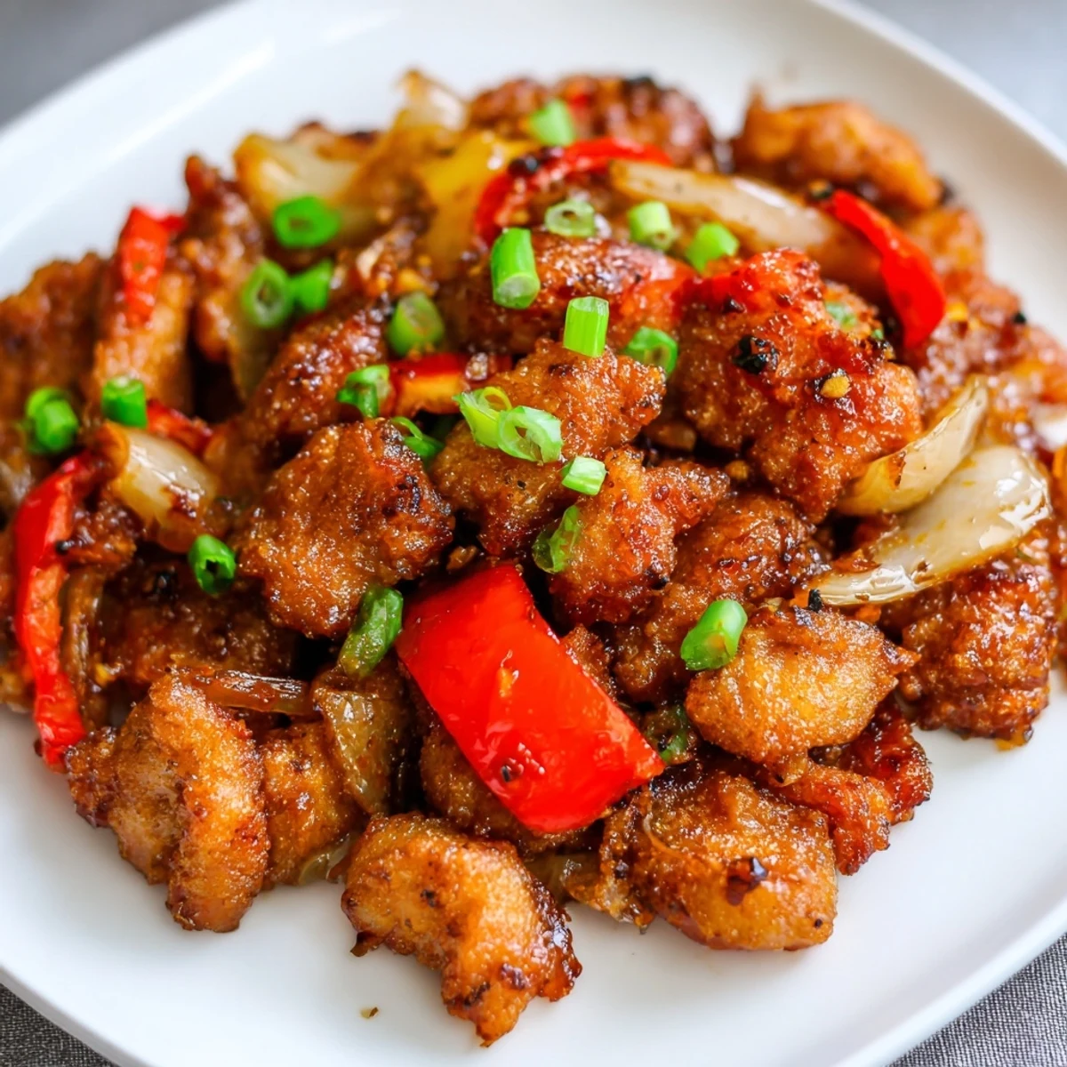 Juicy fried chicken coated in a light crispy crust with freshly cracked black pepper served over steaming white rice