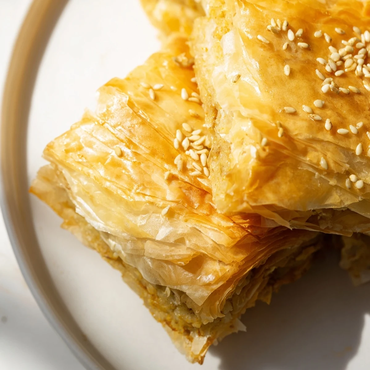 Crispy phyllo wrapped Moroccan chicken briouats filled with aromatic spiced meat and fresh herbs