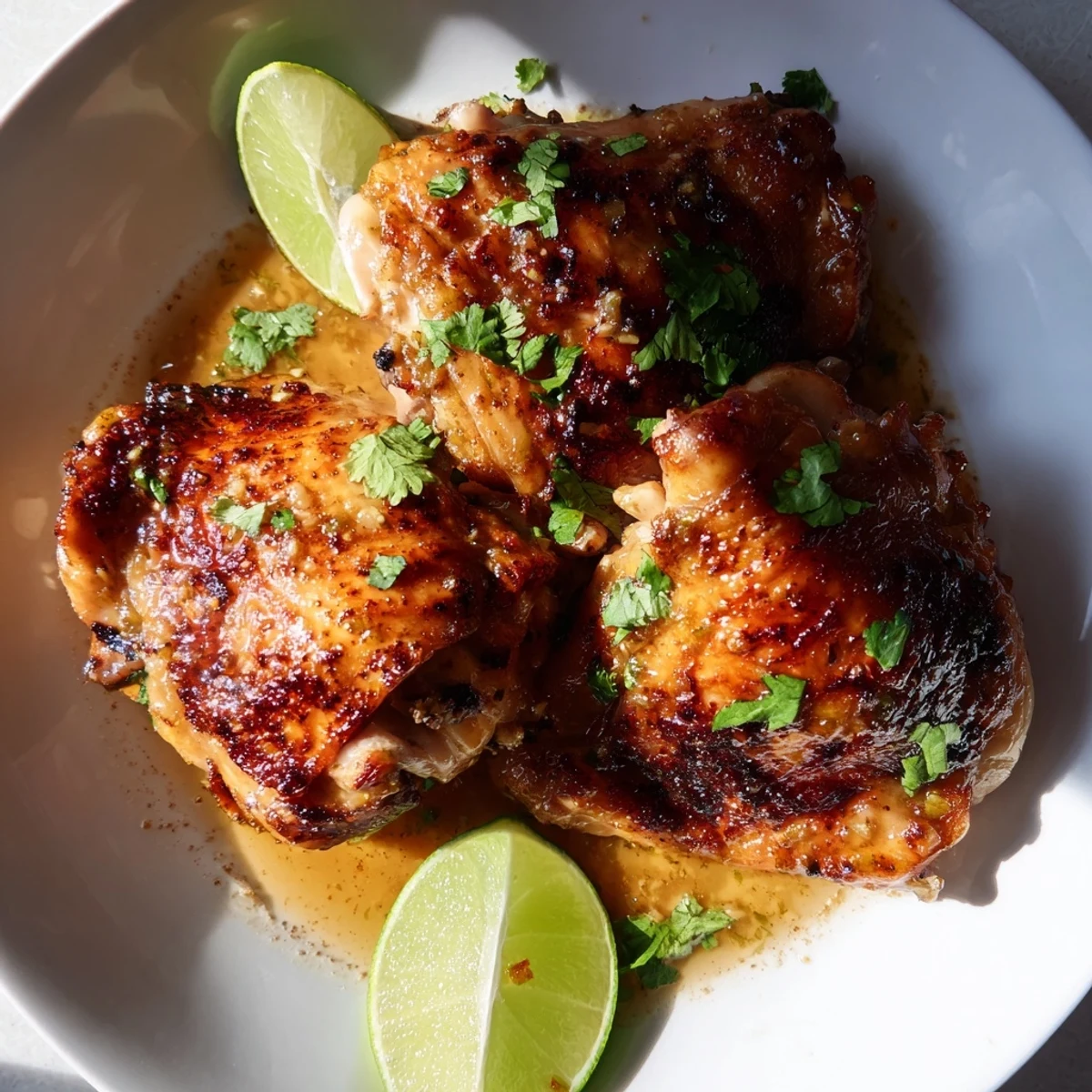Zesty Cuban Mojo Chicken Thighs roasted to golden perfection with tangy citrus garlic glaze