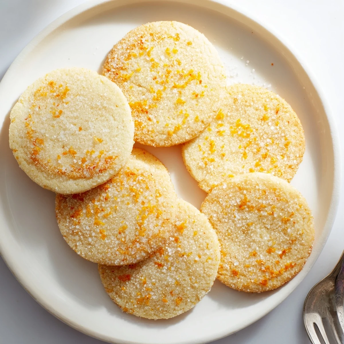 Freshly baked orange sugar zest cookies cooling on a wire rack with citrus garnish
