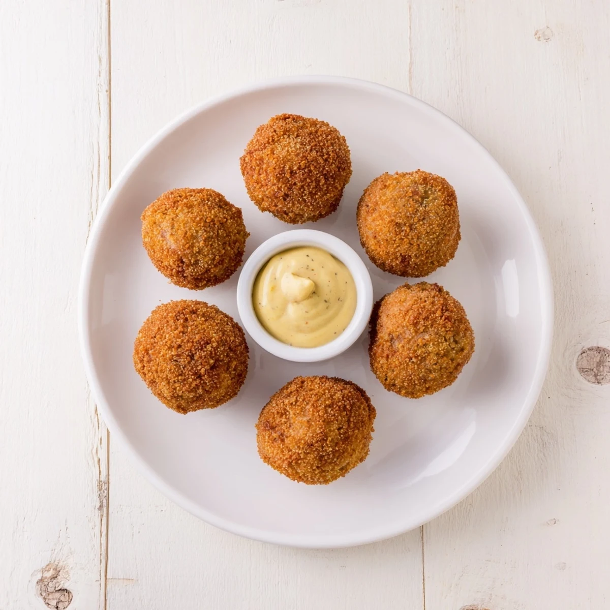 Deep fried Cajun boudin balls displaying crispy breadcrumb coating and fluffy pork rice filling