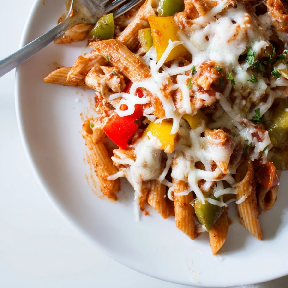 Creamy, smoky sauce coats pasta and peppers in Cheesy Stuffed Pepper Skillet Pasta