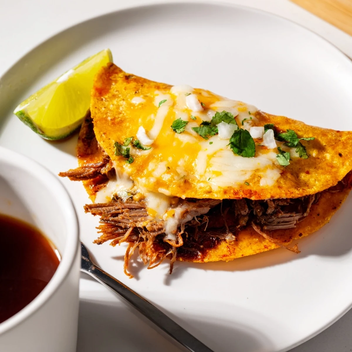 Super Crispy Birria Tacos Recipe showing golden, crunchy tortillas filled with steamy shredded beef