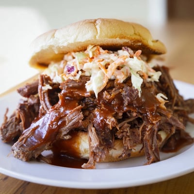 Slow Cooker Pulled Beef Sandwiches served hot and saucy, perfect for a casual weeknight dinner.